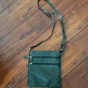 Green leather  sling/purse